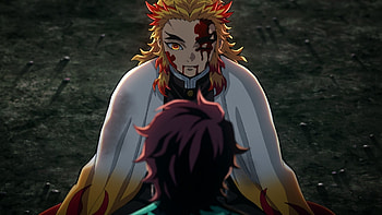 Tanjiro and rengoku, Anime, Demon Slayer: Kimetsu no Yaiba - The Movie: Mugen Train HD wallpaper