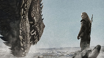 Drogon Vs Geralt Of Rivia, the-witcher, geralt-of-rivia, tv-shows, netflix, artstation HD wallpaper