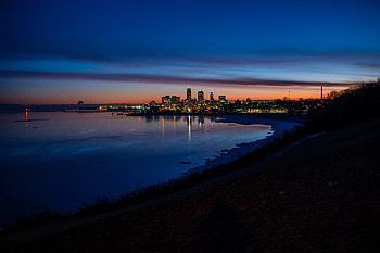 Cities, Water, Night, City, Building, Reflection, Coast HD wallpaper