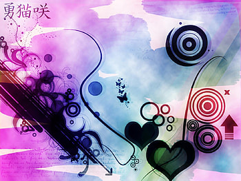 Absract Hearts, hearts, circles, butterfly HD wallpaper