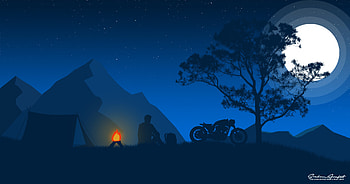 Survival In Midnight, artist, artwork, behance, digital-art, biker HD wallpaper