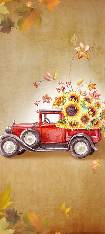 Sun Flower Truck, orange, Beautiful, car, Flowers HD phone wallpaper