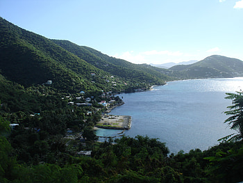 Oceans view from the Caribbean Islands , blue, oceans, graphy, green, trees, sky, mountains, islands HD wallpaper