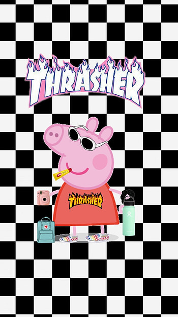 peppa pig, thrasher HD phone wallpaper