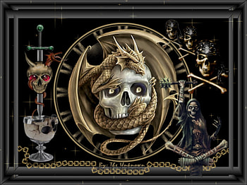 Dragon on Skull , dragon, skull, gold HD wallpaper