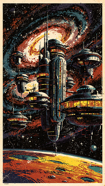 Floating Arcology — ; Orbital Spires — ; Skyborne City — , Space Station, Planet, Galaxy HD phone wallpaper