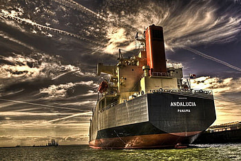 Barging in, stormy skies, ship, barge, pier, ocean, panama HD wallpaper