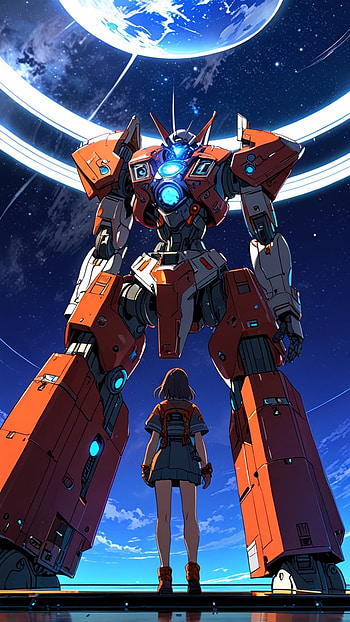 Mecha Sapcship Robot, Anime, star, divine HD phone wallpaper