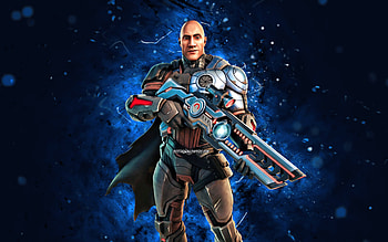 No Mask The Foundation, , blue neon lights, Fortnite Battle Royale, Fortnite characters, No Mask The Foundation Skin, Fortnite, No Mask The Foundation Fortnite HD wallpaper