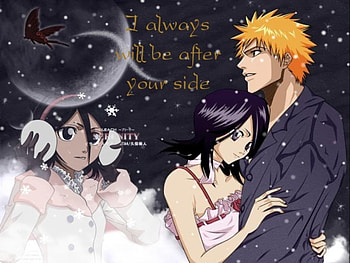 Silent Night Ichigo snd Rukia, night, bleach, anime, ichigo and rukia HD wallpaper