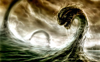 underwater creature, mythycal, abstract, water, green HD wallpaper