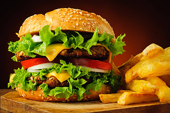 Iconic hamburger and fries, Classic fast food, Perfect pairing, Timeless indulgence HD wallpaper