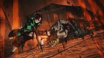 Kimetsu no Yaiba, Demon Slayer: Kimetsu no Yaiba, Tanjiro Kamado, Gyutaro (Demon Slayer), Anime HD wallpaper