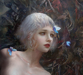 Still beautiful, blue, frumusete, art, gorgeous, fluture, tear, girl, user 23385, death, butterfly, fantasy, luminos, suoerb HD wallpaper