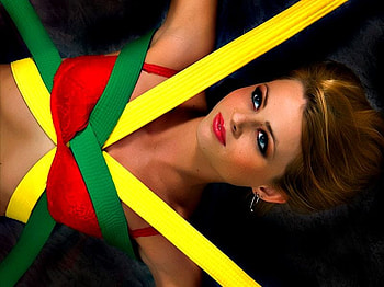 COLORFUL TAPES .., yellow, tapes, green, red, face, colors, beautiful HD wallpaper