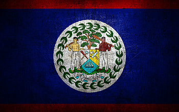 Belize metal flag, grunge art, North American countries, Day of Belize, national symbols, Belize flag, metal flags, Flag of Belize, North America, Belize HD wallpaper