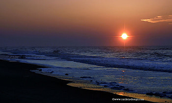 The beach at sunset, sea, beaches, sky, nature, water, sun, sunset HD wallpaper