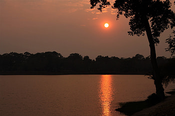 Cambodia sunset, sky, water, Cambodia, sunset HD wallpaper