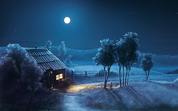 Rural, Moonlight HD wallpaper