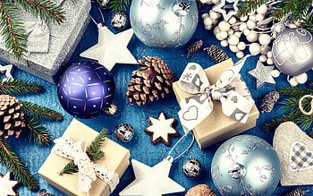 Blue Christmas background, Happy New Year, Christmas gifts, Christmas accessories, Christmas decoration, Christmas background HD wallpaper