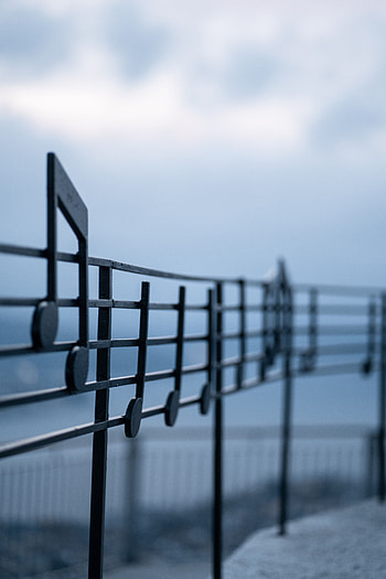 Music, Miscellanea, Miscellaneous, Metal, Metallic, Fencing, Enclosure, Decorative, Notes, Musical, Music Staff, Pitch HD phone wallpaper