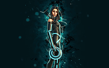 Bandwidth, , blue neon lights, Fortnite Battle Royale, Fortnite characters, Bandwidth Skin, Fortnite, Bandwidth Fortnite HD wallpaper