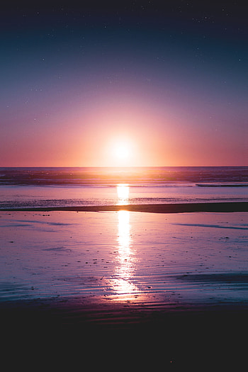 Nature, Sunset, Sea, Sun, Horizon, Shore, Bank, Shine, Light HD phone wallpaper