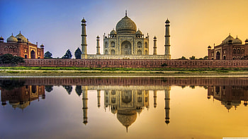 Taj Mahal, India, White, Sunset, Mahal, Yamuna, WhiteMarble, Taj, Marble, TajMahal, River, Agra HD wallpaper