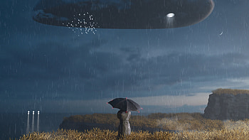 Rain Scifi Countryside, outrun, scifi, artist, artwork, digital-art HD wallpaper