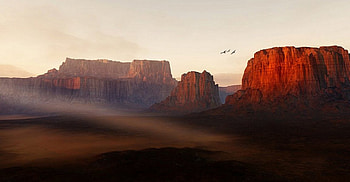 Lumbresa, red cliffs, cg, sky alien world HD wallpaper
