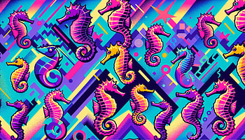 Vibrant Neon Seahorse Pattern, seahorse, colorful, Abstract, pattern HD wallpaper