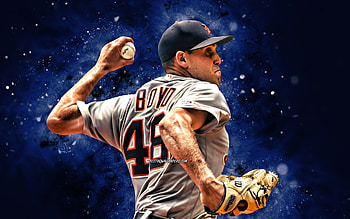 Matt Boyd, , Detroit Tigers, MLB, pitcher, baseball, Matty B, Matthew Robert Boyd, blue neon lights, Matt Boyd Detroit Tigers, Matt Boyd HD wallpaper