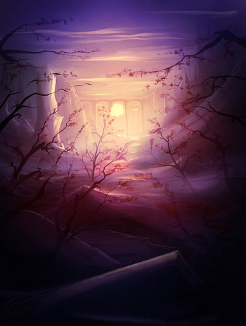 Fantasy, Art, Twilight, Rocks, Branches, Dusk, Bridge, Fantasies HD phone wallpaper