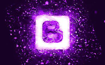 Blogger violet logo, , violet neon lights, creative, violet abstract background, Blogger logo, social network, Blogger HD wallpaper