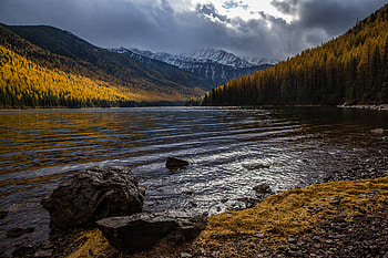 Nature, Stones, Mountains, Lake, Coast, Forest HD wallpaper