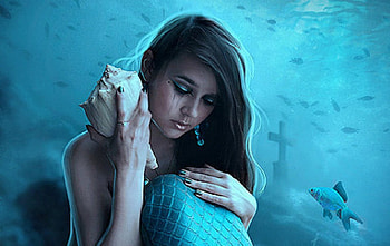 Mermaid, shell, fantasy, woman HD wallpaper