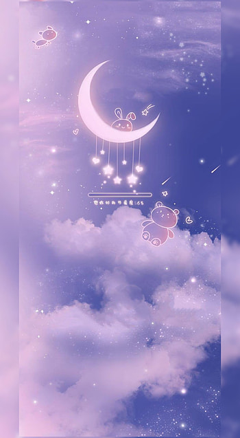 Moon, aesthetic, atmosphere, cloud, pink, kawaii HD phone wallpaper