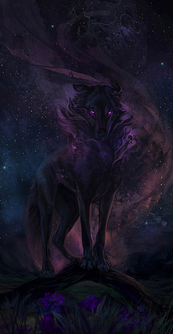 Art, Night, Dark, Wolf HD phone wallpaper