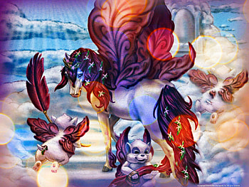 COLORED WINGS, unicorns, horse, fun, kids, pegus, cartoons, fantasy, winged, magical, creatures HD wallpaper