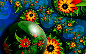 Black-eyed susans, blue, orange, summer, abstract, flower, green, yellow, red, texture, luminos HD wallpaper