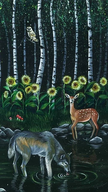 Enchanted Forest, sunflower, forest, fantasy, Animal, Fantasy Animal HD phone wallpaper