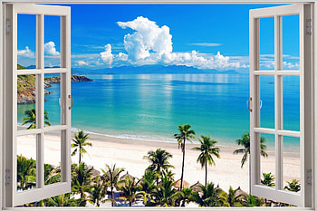 Window - Beach View From Window,, 3D Window View HD wallpaper