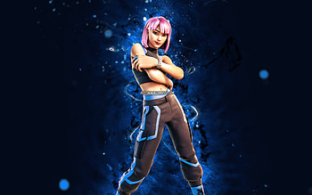 Harmonizer, , blue neon lights, Fortnite Battle Royale, Fortnite characters, Harmonizer Skin, Fortnite, Harmonizer Fortnite HD wallpaper