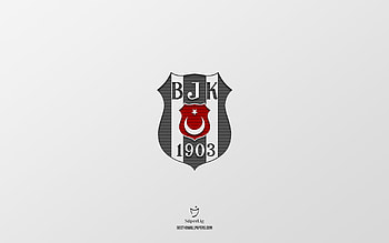 Besiktas, white background, Turkish football team, Besiktas emblem, Super Lig, Turkey, football, Besiktas logo HD wallpaper