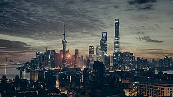 Cityscape filter, Evening graphy, Shanghai HD wallpaper
