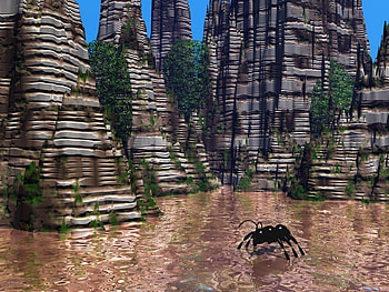 Ant in the Canyon, oily, flowing, hills, ant, bushes, land HD wallpaper
