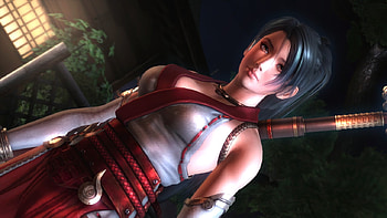 Momiji, night, games, ninja, long hair, lone, cg, pink eyes, female, warrior girl, girl, black hair, koei, ninja gaiden, weapon, video games, kunoichi HD wallpaper