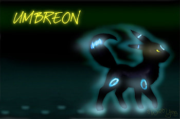 Umbreon, blue, glowing, yellow, pokemon HD wallpaper