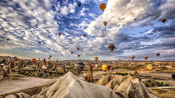 Cappadocia, Sky clouds mountains balloon, Landscapes HD wallpaper