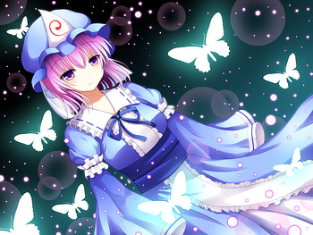 Saigyouji Yuyuko, saigouji yoyuko, japanese clothes, light smile, alone, smile, hot, cute, pink hair, butterfly, triangular headpiece, touhou, cool, headdress, pink eyes HD wallpaper